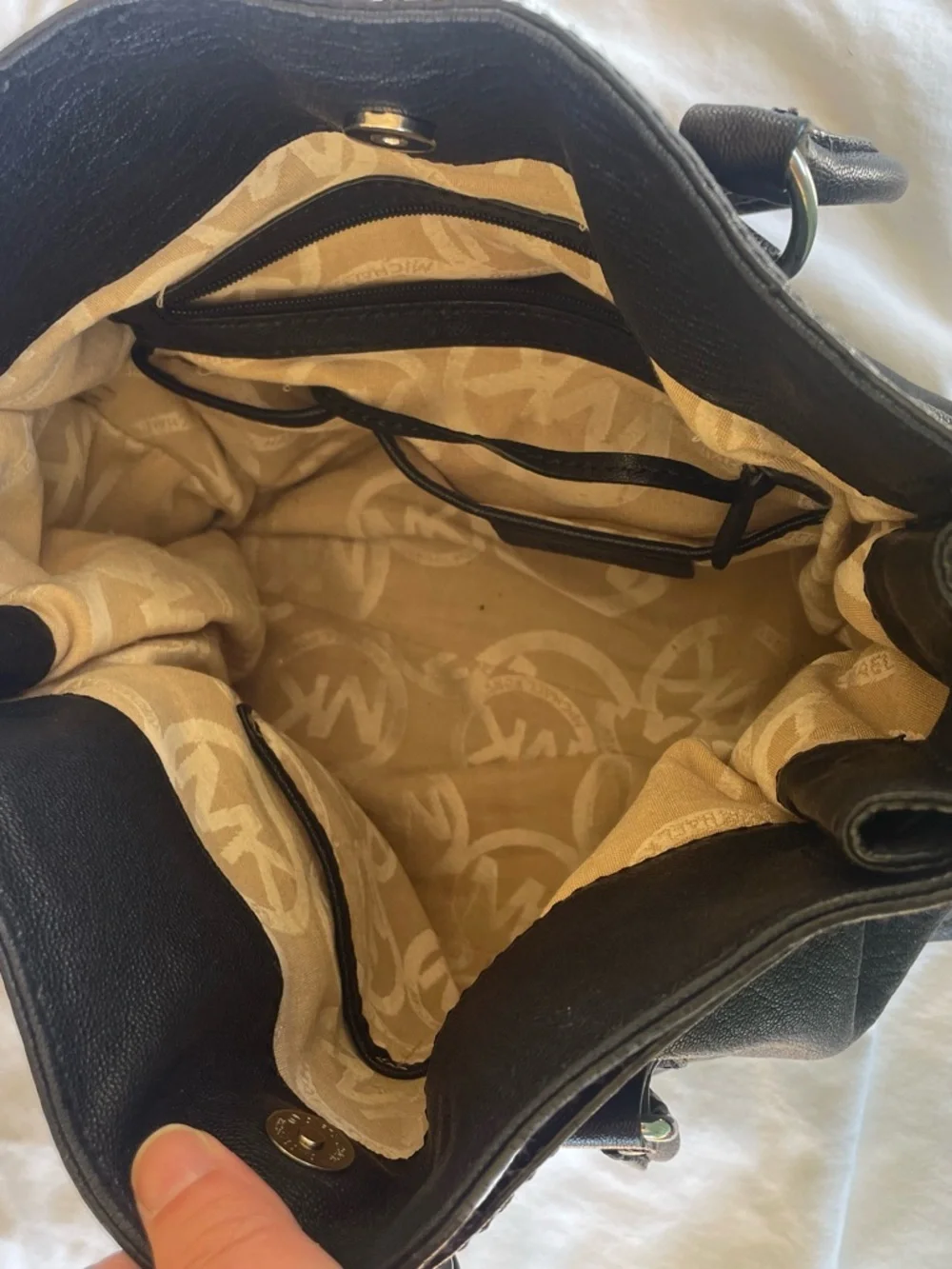 Michael Kors Black Leather Hamilton Satchel Tote Bag
